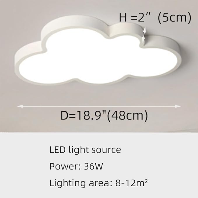 Modern Kids Room Ceiling Light,19in LED Light Fixture/with Remote Adjustable Lighting, Close-to-Ceiling Fixture for Bedroom, Kindergarten, Hallway, Balcony (White)