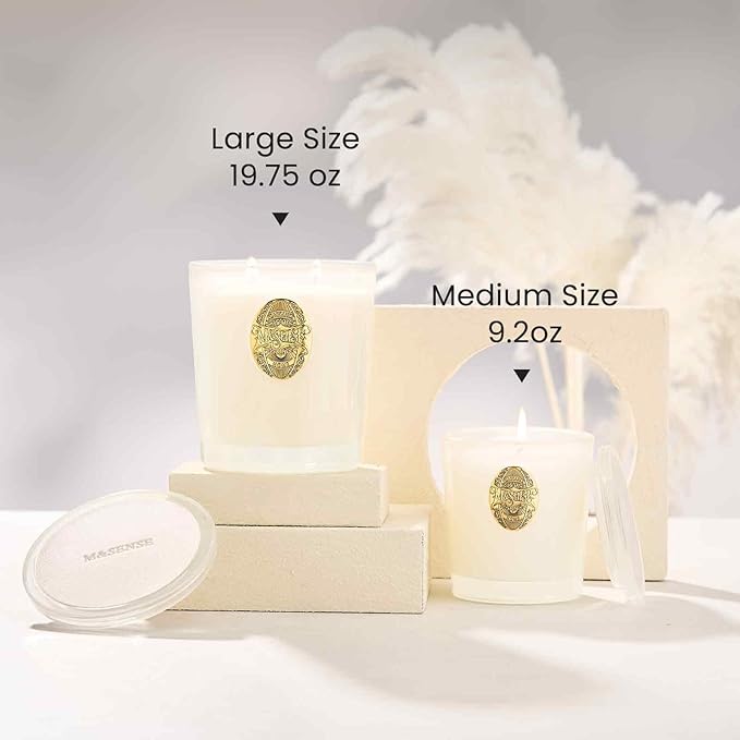 M&SENSE Natural Soy Candle | Creamy Vanilla Pie & White | 9.2 oz, 50H Burn Time | Luxury Scented Candle for Relaxation, Gifting, Home Décor | Ideal for Bedroom, Office, Party Ambiance