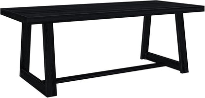 Plank+Beam 84 Inch Farmhouse Dining Table, Solid Wood Rustic Kitchen Table, Large Wooden Rectangular Dinner Table for Dining Room, Home Office, Living Room Furniture, Easy Assembly, Black Wirebrush