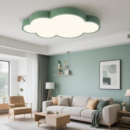 Cloud Shape LED Ceiling Light, 54W, 26 inch,Green Frame Kids Room, 3-Color Dimmable with Remote, for 10-18m² Room/Children's Room Ceiling lamp