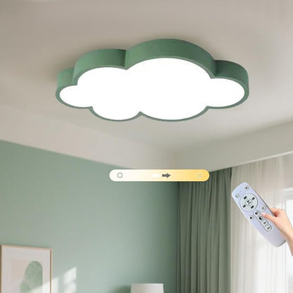 Cloud Shape LED Ceiling Light, 54W, 26 inch,Green Frame Kids Room, 3-Color Dimmable with Remote, for 10-18m² Room/Children's Room Ceiling lamp