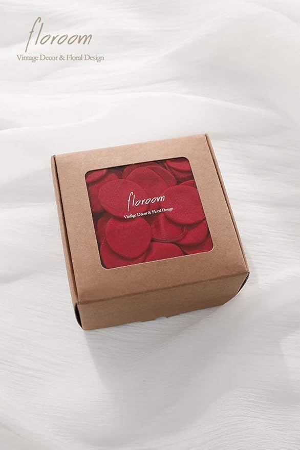 Floroom 300pcs Rose Petals Dark Red Faux Silk Flower Petals for Wedding Flower Girl Basket Aisle Scatter Dinner Table Centerpieces Party Confetti Bridal Shower Romantic Night Decoration