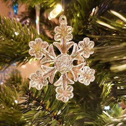 Style Glass Clear Glass Snowflake Ornament Winter Christmas Tree Hanging Decorations (12 Pieces).