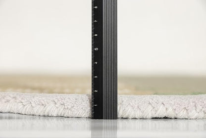 Hand-Tufted Wool Area Rug with Scalloped Edges, Beige and Green Plaid Pattern, Cozy and Soft Accent Rug for Living Room, Bedroom, and Nursery, Handmade Decorative Rug, 2x3 Ft