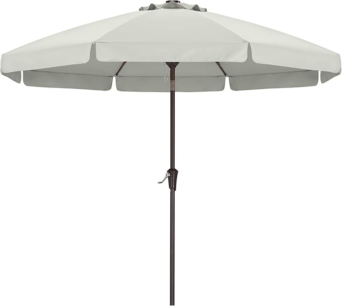 ABCCANOPY 11ft Scalloped Patio Umbrella, Outdoor Table Umbrella with Tilt and Crank, Fiberglass Ribs Deck Umbrella for Patio, Pool, Garden, Picnic (Light Beige)