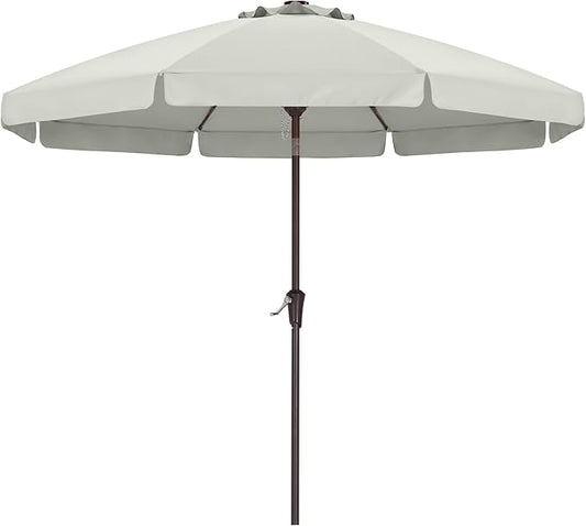 ABCCANOPY 10ft Scalloped Patio Umbrella, Outdoor Table Umbrella with Tilt and Crank, Fiberglass Ribs Deck Umbrella for Patio, Pool, Garden, Picnic (Light Beige)