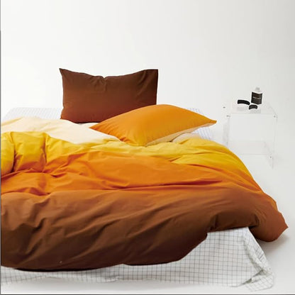 Pureant Orange Yellow Gradient Comforter Sets Twin Solid Yellow and Orange Bedding Comforters Cotton Women Girls Modern Orange Brown Gradient Soft Quilts Farmhouse Abstract Art Orange Blanket Warm