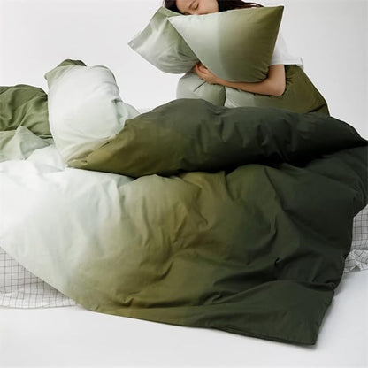 Pureant Army Green Gradient Comforter Sets Twin Women Men Solid White and Green Bedding Comforters Cotton Modern Plain Dark Hunter Green Gradient Quilts Watercolor Art Bedding Soft Green Blankets