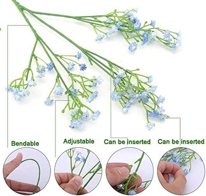 Babys Breath Artificial Flowers,12 Pcs Gypsophila Real Touch Flowers for Wedding Party Home Garden Decoration Blue