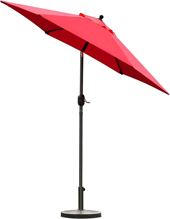 Sunnyglade 7.5' Patio Umbrella Outdoor Table Market Umbrella with Push Button Tilt/Crank, 6 Ribs (Red)