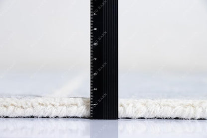 Capitola Hand-Tufted Wool Rug 8x8 Ft (Round) Blue Coastal, Rustic Area Carpet for Bedroom Living Room, Textured Natural PB Style, Soft Wool Accent Mat