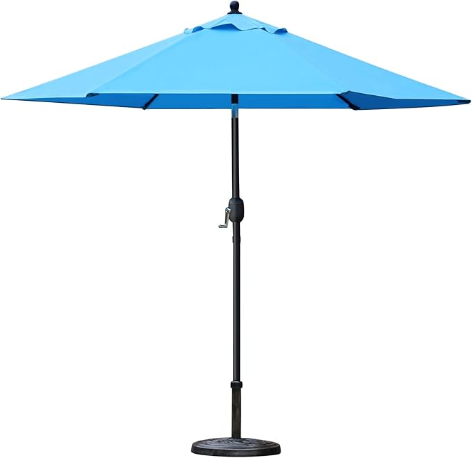 Sunnyglade 7.5' Patio Umbrella Outdoor Table Market Umbrella with Push Button Tilt/Crank, 6 Ribs (Blue)