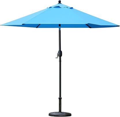 Sunnyglade 7.5' Patio Umbrella Outdoor Table Market Umbrella with Push Button Tilt/Crank, 6 Ribs (Blue)
