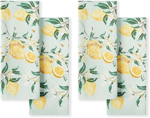 Martha Stewart Kitchen Towels Set of 4 Lemon Whimsy 16x28 Dish Towels