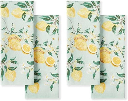Martha Stewart Kitchen Towels Set of 4 Lemon Whimsy 16x28 Dish Towels