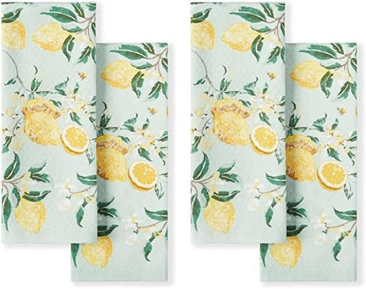 Martha Stewart Kitchen Towels Set of 4 Lemon Whimsy 16x28 Dish Towels