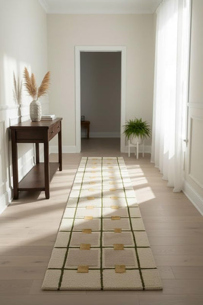 Greer Hand-Tufted Wool Rug - Elegant Taupe and Olive Geometric Pattern for Sophisticated Home Decor (8x10 Ft)