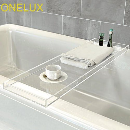 ONELUX Durable Clear Acrylic Towel Tray,Lucite Bath Tray Caddy