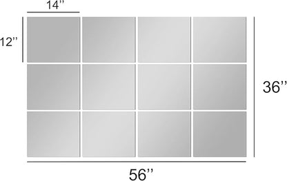 Home Gym Wall Mirror, 14"x12"x12PCS Full Length Home Gym Workout Mirror for Garage, Bedroom, Living Room, Over The Door