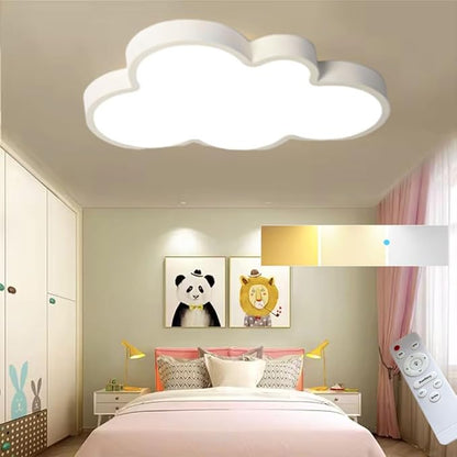 Cloud Lights for Ceiling White 26" 54w Close to Ceiling Light Fixtures with Remote Cloud Shaped Led Ceiling Lamp Flush Mount Lighting Fixture for Girls Children's Room/Kindergarten