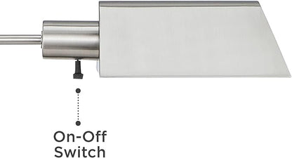 Regency Hill Jenson Traditional Farmhouse Adjustable Pharmacy Light Floor Lamp Swing Arm Standing Base 54" Tall Brushed Nickel Silver Metal for Living Room Reading House Bedroom Home Office