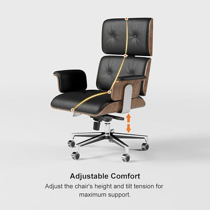 homary Home Office Chair, High Back Swivel Desk Chair, Faux Leather Ergonomic Task Chair with Adjustable Height & Rolling Base, Black