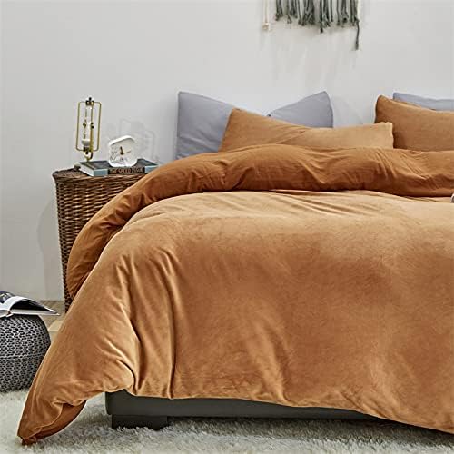 CLOTHKNOW Pumpkin Velvet Full Comforter Set Brown Fluffy Bedding Comforter Sets Terracotta Comforter Soft Cozy Orange Bed Comforter Sets