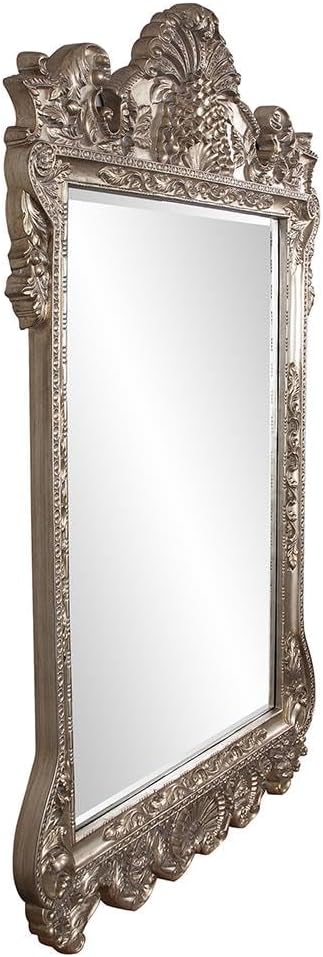 Howard Elliott Marquette Antique Oversized Full Length Mirror, Ornate Full Body Standing Floor Mirror, Large Leaning Wall Mirror for Bedroom & Living Room, Silver Leaf, 49" x 84" x 3" Inch