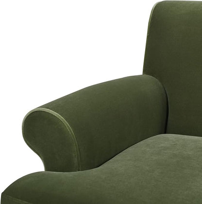 Jennifer Taylor Home Alana Lawson Recessed Arm Sofa Metal Casters, Olive Green Performance Velvet