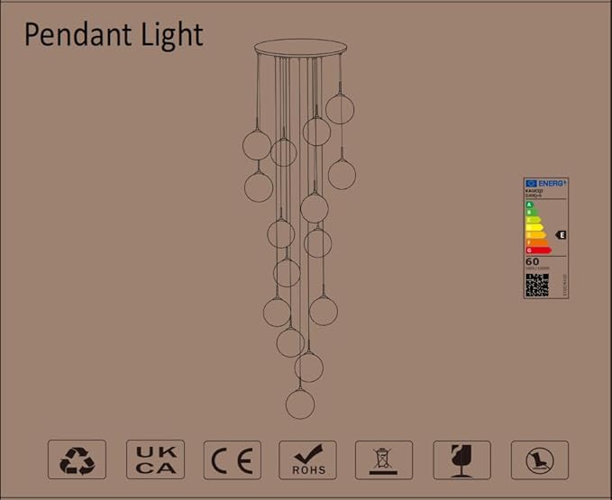 15-Light LED Staircase Chandelier Crystal Ceiling Lights Large Chandeliers for High Ceilings, Entryway Modern Lighting Fixture Villas and Stairs, Adjustable Length 23" W x100 H,75W