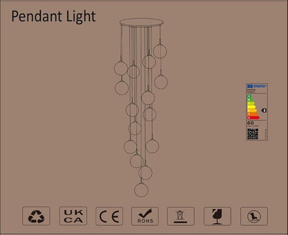 15-Light LED Staircase Chandelier Crystal Ceiling Lights Large Chandeliers for High Ceilings, Entryway Modern Lighting Fixture Villas and Stairs, Adjustable Length 23" W x100 H,75W