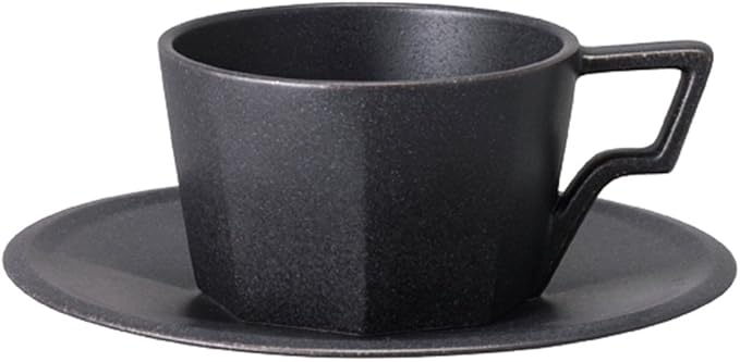 KINTO 28894 OCT Cup & Saucer, 6.7 fl oz (220 ml), Black, Microwave and Dishwasher Safe, Gift, Present