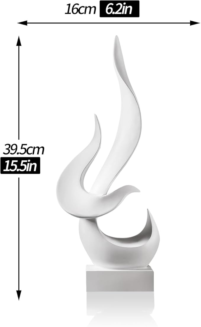 White Decor Modern Flame Statue, Decorative Objects Abstract Art Flame Statue for Living Room Dining Centerpiece
