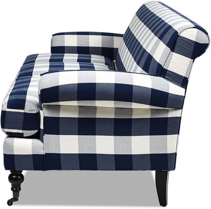 Jennifer Taylor Home Alana Lawson Three-Cushion Tightback Sofa, Blue Lattice Woven