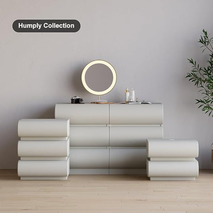 homary Smart Nightstand Modern White Leather Nightstands with Wireless Charger Bedside Table with 3 Drawers for Bedrooms Living Rooms Offices 19.7" W x 16.1" D x 23.6" H (Light Gray 3 Drawers)