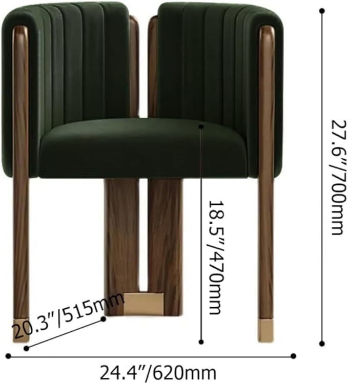 Velvet Fluted Accent Chair for Living Room with Wood Frame, High Resilience Foam, Elegant Modern Armchair (Green)