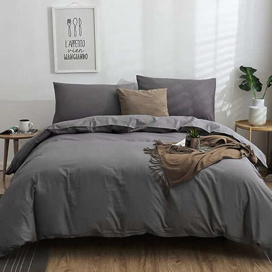 CLOTHKNOW Dark Gray Comforter Set Twin/Twin XL 3Pcs Grey Bedding Comforter Sets Boys Kids Charcoa Bed Sets with 2 x Pillowcases