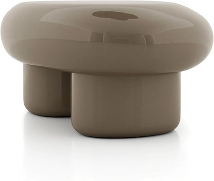 24/7 Shop at Home Kavren Modern 37-inch 3-Piece Oval Glossy Low Profile Coffee Table Set, Stone Shape Living Room Furniture for Small Space, Dark Brown