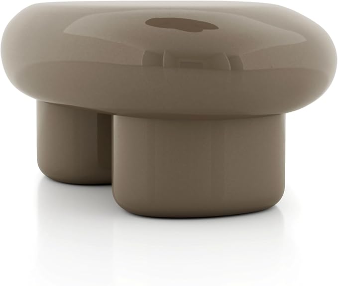 24/7 Shop at Home Kavren Modern 37-inch Oval Glossy Low Profile Coffee Table, Stone Shape Living Room Furniture for Small Space, Dark Brown