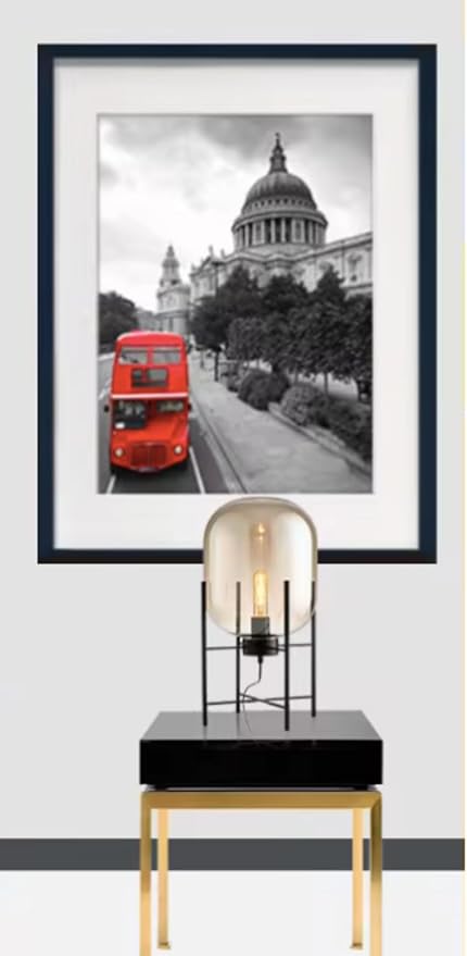 Nimbus Amber Glass Balloon Accent Lamp | Black Metal Frame | 48cm High, E12/E26, Matte Finish