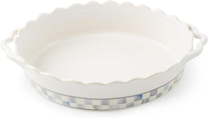MACKENZIE-CHILDS Everyday Oval Casserole Baker, Cute Oven Baker, Medium, Gray-and-White Sterling Check