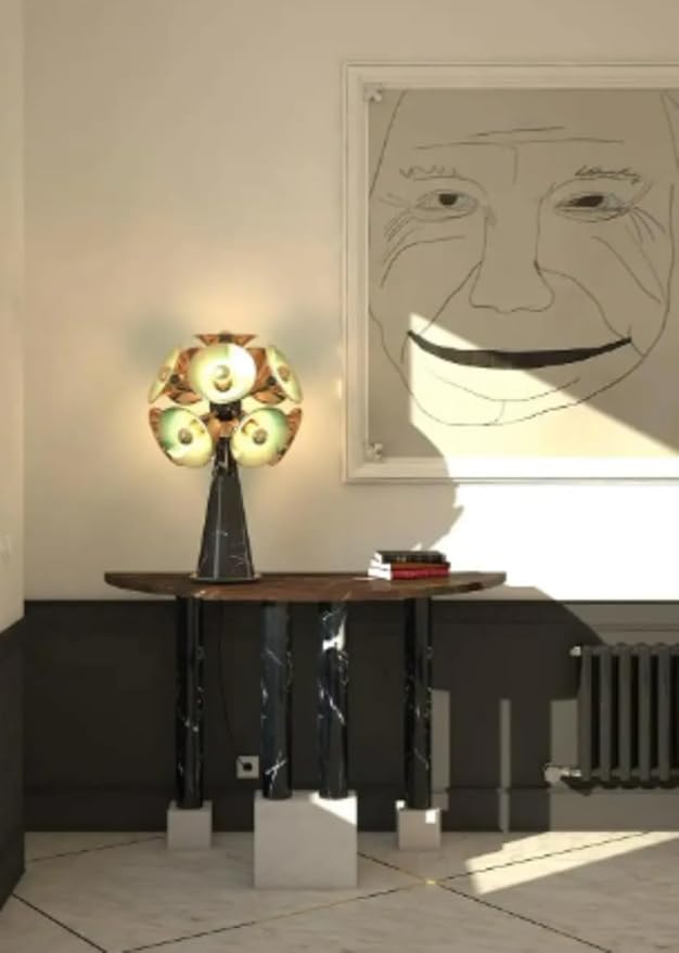 Nova Botti Inspired Marble Table Lamp with Iron Base | E27 Socket | 2700k Soft Warm Light | Elegant, Durable Design for Living Room, Bedroom, & Office Decor with Energy Efficient - Gold