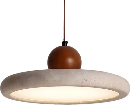 LED Natural Stone Pendant Light with Warm Glow, Modern Minimalist Dome Chandelier, Small Hanging Lamp for Kitchen Island Over Sink Bedroom Dining Room or Tea Room(Walnut)
