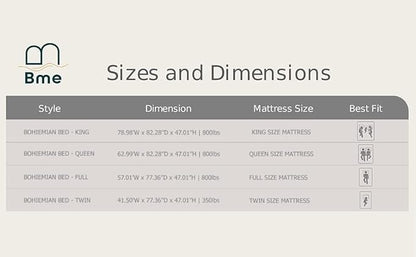 Bme Nipe 14 Inch Deluxe Bed Frame with Adjustable Headboard - Rustic & Bohemian Unique Style with Acacia Wood - No Box Spring Needed - 12 Strong Wood Slat Support - Easy Assembly - Twin, Walnut