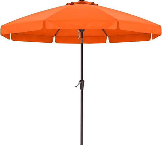 ABCCANOPY 10ft Scalloped Patio Umbrella, Outdoor Table Umbrella with Tilt and Crank, Fiberglass Ribs Deck Umbrella for Patio, Pool, Garden, Picnic (Orange)