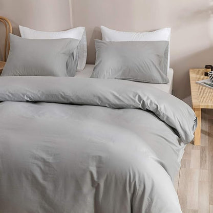 CLOTHKNOW Grey Comforter Sets Twin/Twin XL Light Grey Bedding Comforter Set Boys Men Comforter Solid Silver Gray Comforter 3Pcs Gray Bed Comforter Sets