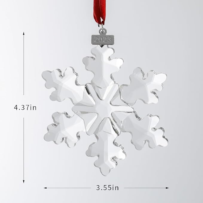 2023 Edition Crystal Snowflake Ornament Christmas Tree Ornament Home Decor Gift (23-Set of 2-Clear)