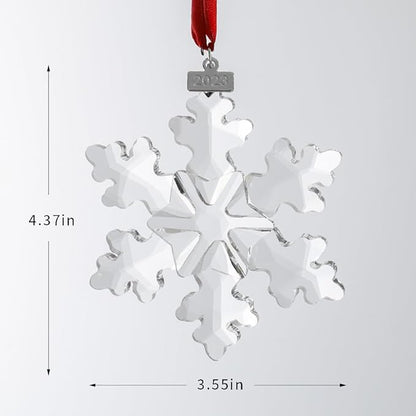 2023 Edition Crystal Snowflake Ornament Christmas Tree Ornament Home Decor Gift (23-Set of 2-Clear)
