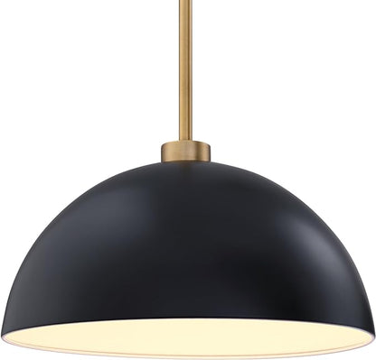 Nathan James Percy Modern 2-Light Pendant Island Light Fixture, Hanging Lights with Metal Shade and Adjustable Cord, for Kitchen, Living Room, Black/Vintage Brass