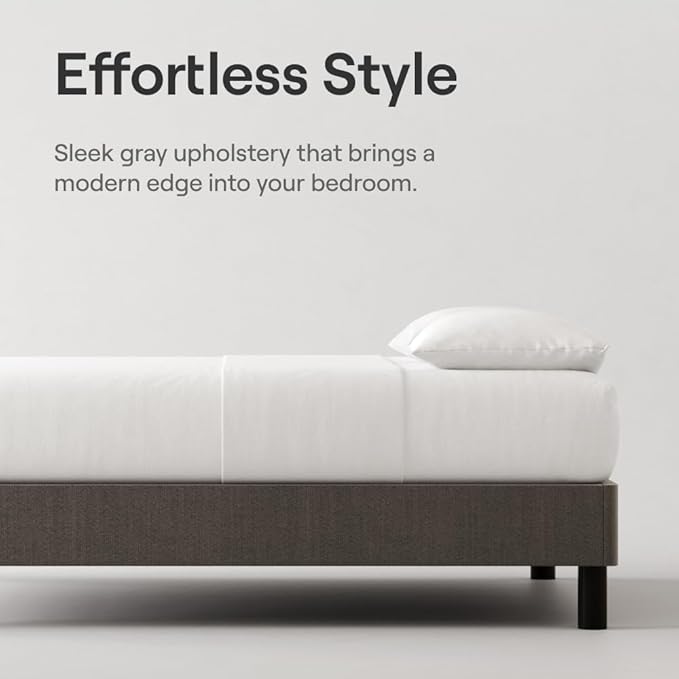 Nectar Bed Frame - King - Grey - 8 Inch Legs - Sturdy Wooden Slats for Support - Steel Frame - Contemporary and Durable Upholstery - Holds Up to 700 Pounds - Easy Assembly